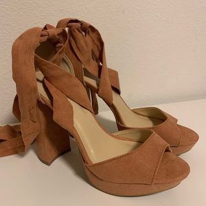 Lace up peach heels